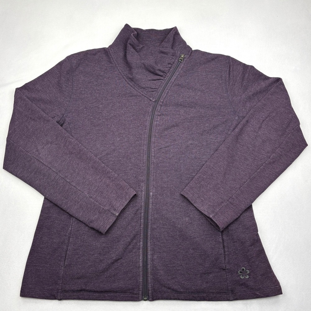 Tuff Athletics Jacket Womens XL Purple Asymmetric Zip Ruched Funnel Neck Fleece